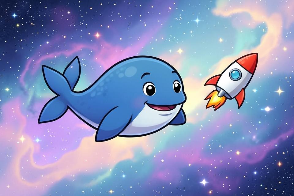 Scene from the cartoon Whale Song in Orbit