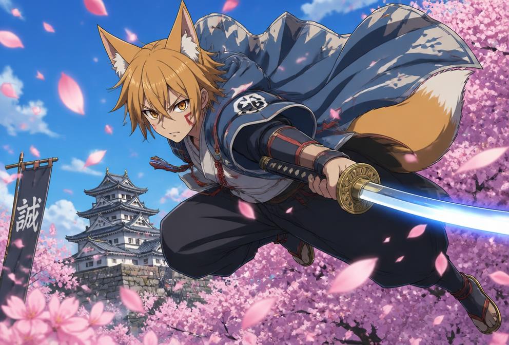 Scene from the cartoon Blade of the Fox Clan